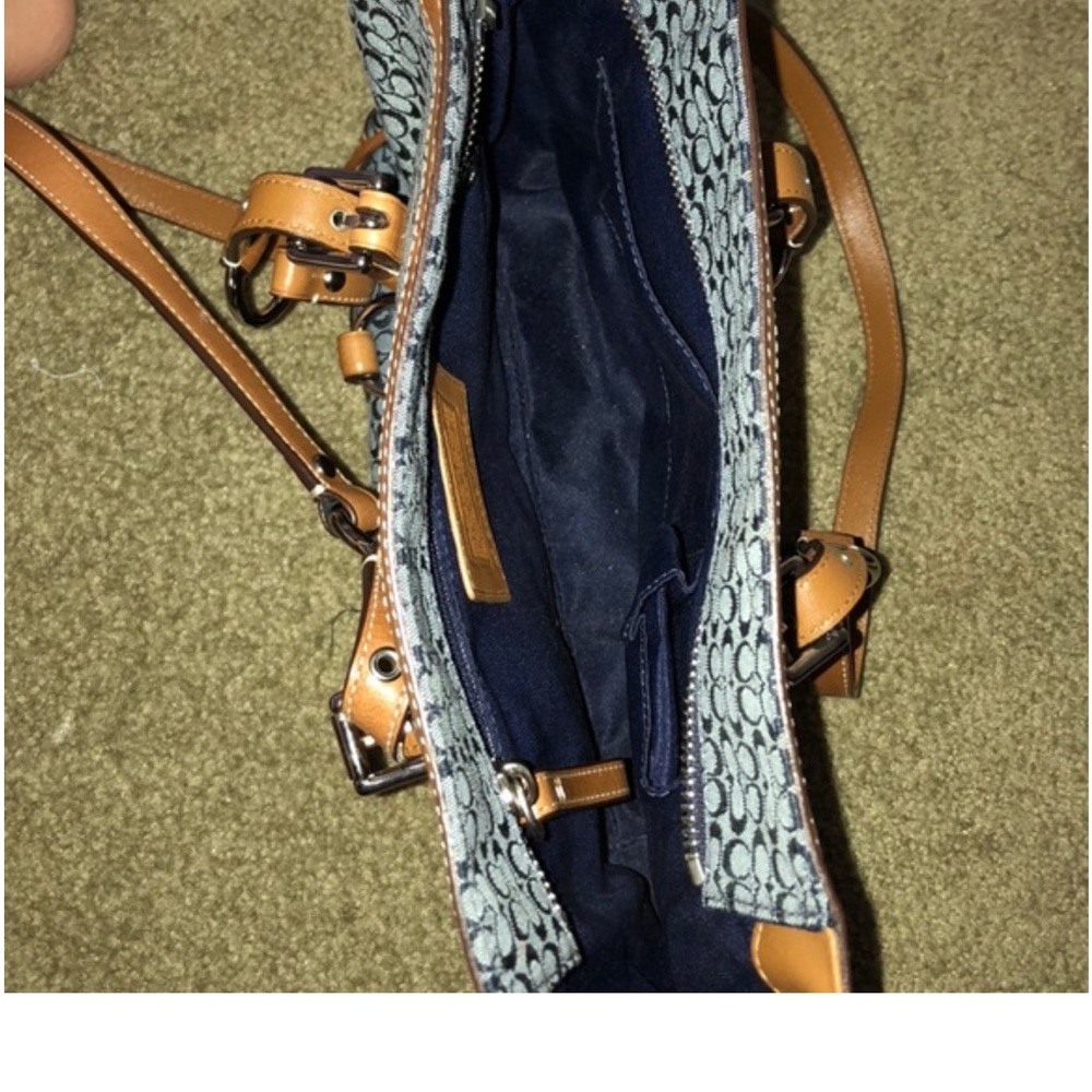 Coach Blue and Tan Signature Tote - Picture 3 of 12